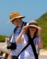 I like this shot of my wife Michelle and our friend Julian more for composition than any other reason. The differences in the direction of their gazes creates angles that I find pleasing and is accentuated by the similarity of their dress. Unfortunately the light sucked, being pretty well in the middle of a scorching day at the end of Newcastle Breakwater. <br /><br />And before anyone asks, no Michelle is not weighed down with my camera gear!